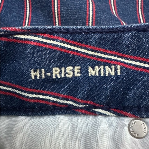 American Eagle Outfitters Red Striped Denim High Rise Mini Skirt size 10 - Picture 4 of 5